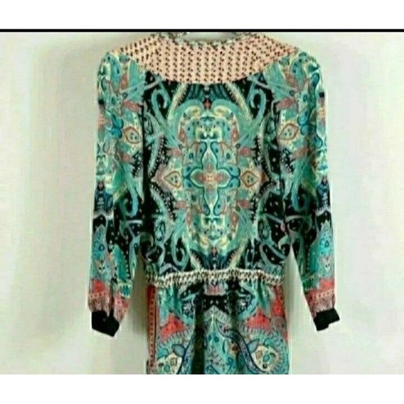 BCBGMAXAZRIA ROMPER BOHO HIPPIE ROMPER SCARF PRINT SIZE MEDIUM WOMEN MEDIUM NWOT - Picture 9 of 11